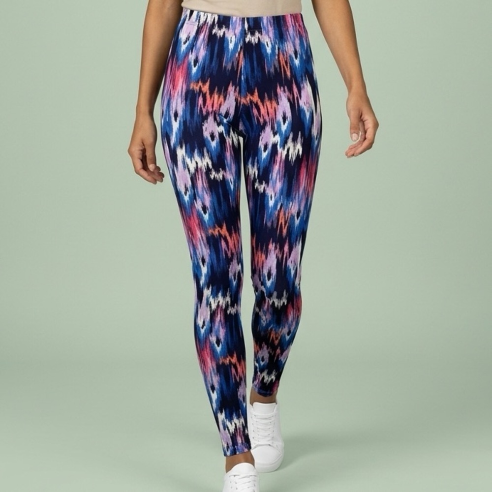 NWOT Just Be Women’s Multi Color Leggings - Ankle Length No Pockets - Size 1XL